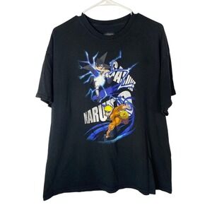 Naruto Sasuke Graphic T-Shirt Mens XL Black Short Sleeve Anime Viz Media Cotton